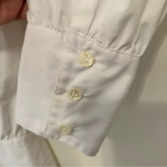 VTG Women’s Sz. 6 White Button Down Shirt Tapered Pleated Waist Puff Sleeve Prep - Picture 6 of 8